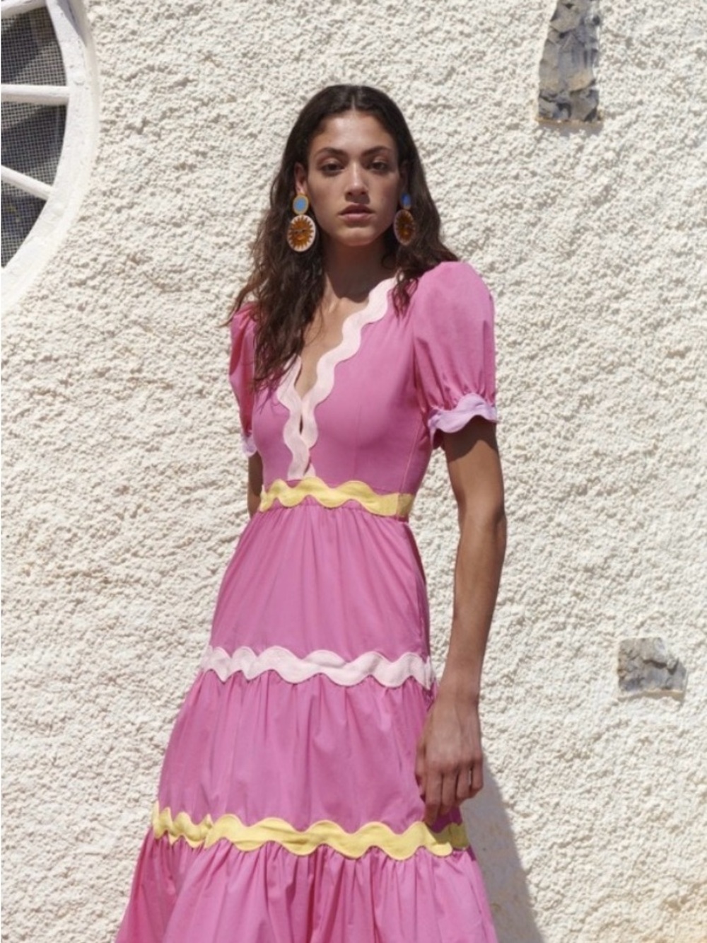Celia B CeliaB $745 Pink Ruffle-Trim Tiered Kids Dress pink wedding guest XS